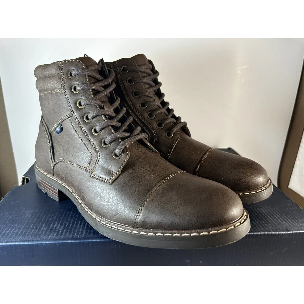 CHAPS - SIZE: 7.5 - Men's Brown Lace Up City Boots W/Comfort Footbed - NEW!